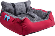 Plush Dog Car Booster Seat Pet Travel Bed Safety Leash Non Slip Base