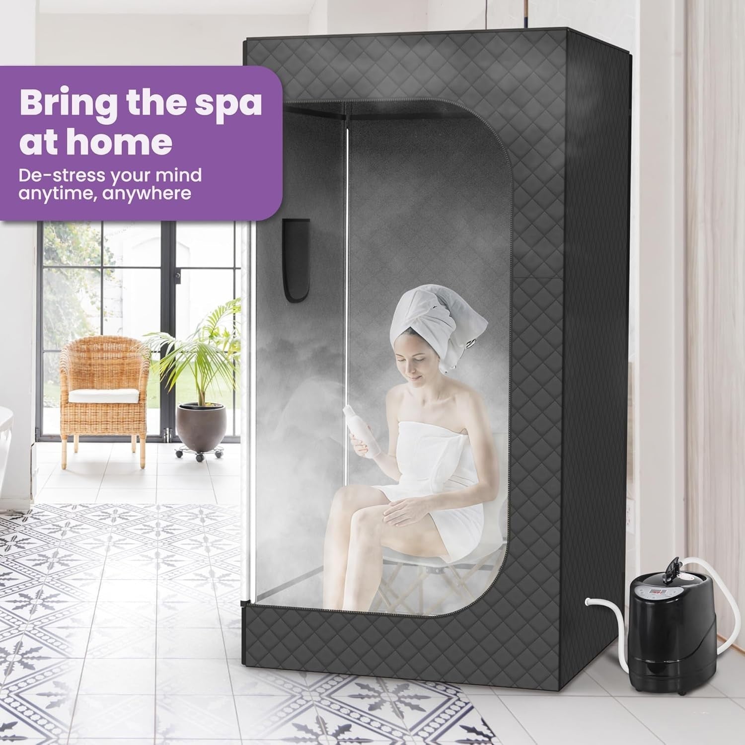 Full Size Portable Steam Sauna Box Home Spa 3L Fast Heat Detox Tent Relax Chair