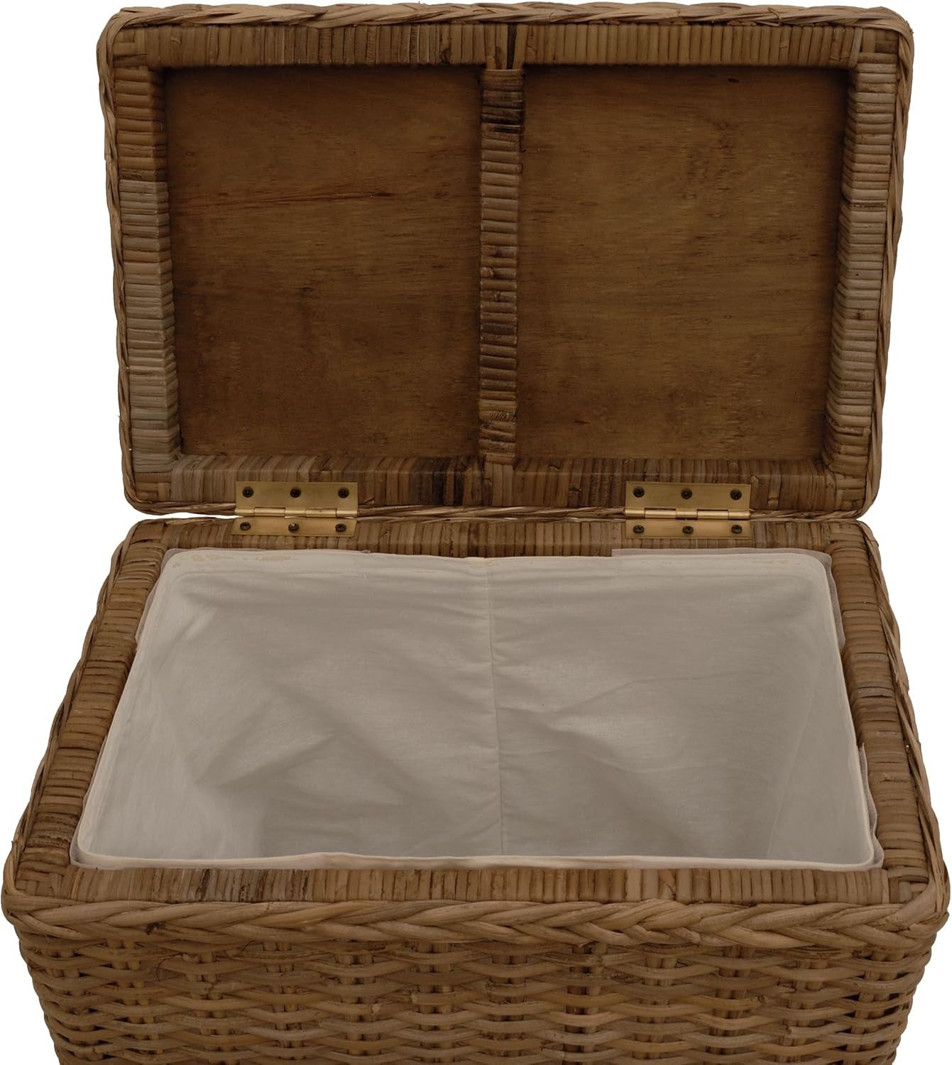 Real Rattan Laundry Basket with Lid & Liner 46x33x50cm Natural Brown