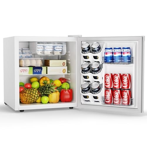 Mini Fridge 46L Compact Freezer-on-Top Table Top 7-Level Thermostat White