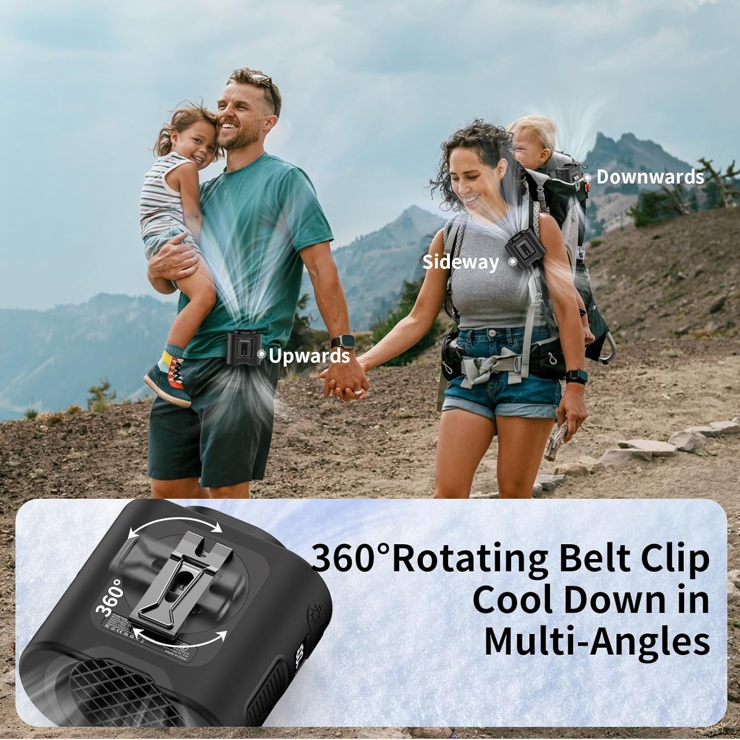 Wearable Waist Fan – 14500mAh Rechargeable 5-Speed w/ LED for Camping & Work