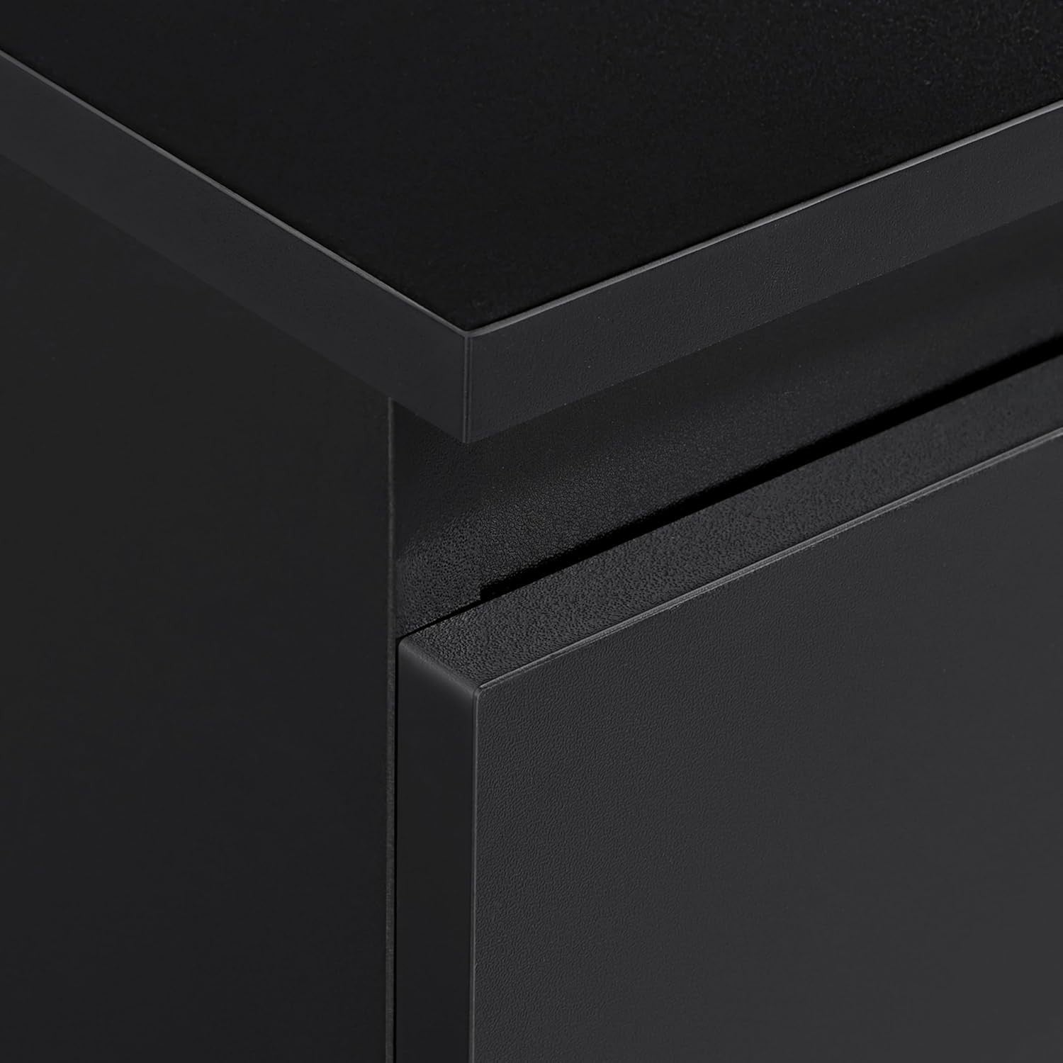 Set of 2 Black Bedside Tables with USB Charging Ports | Modern 3 Drawer