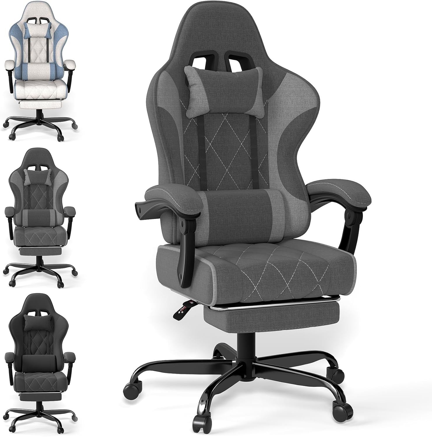 Ergonomic Gaming Chair Recliner w/ Footrest Massage Lumbar 330lbs
