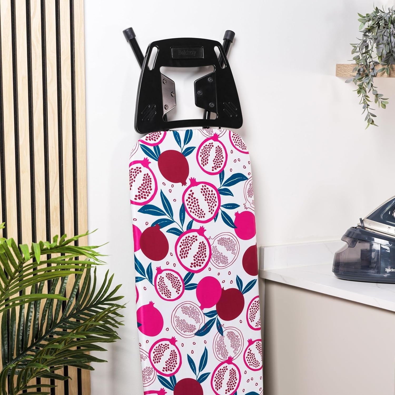 Adjustable Folding Ironing Board 122x38cm Heat Reflective Red Pattern
