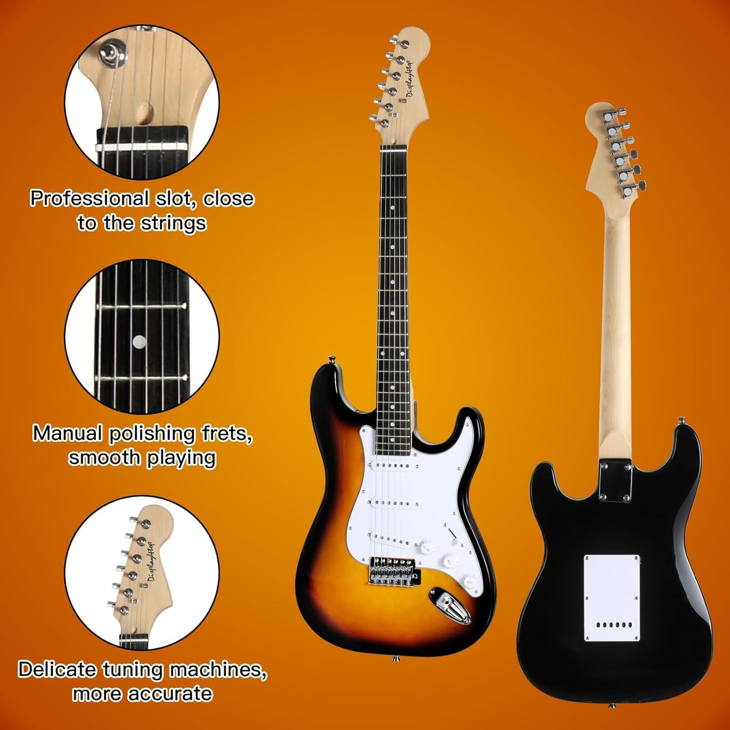 Full Size Electric Guitar Starter Kit Sunburst 6 String w/ Amp & Stand
