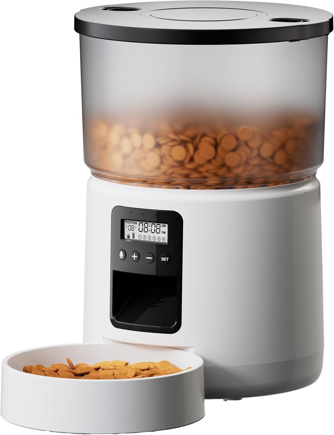 Automatic Cat Feeder 3L Timer Food Dispenser 6 Meal Voice Recorder White