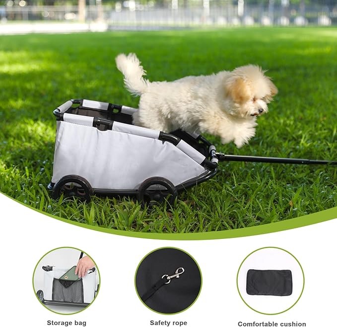 Mini Dog Stroller Foldable Pet Wagon Handle Wheels Travel Carrier