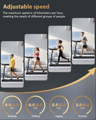 Foldable Under-Desk Walking Pad Treadmill 10km/h, 2.0HP, Compact Home Fitness