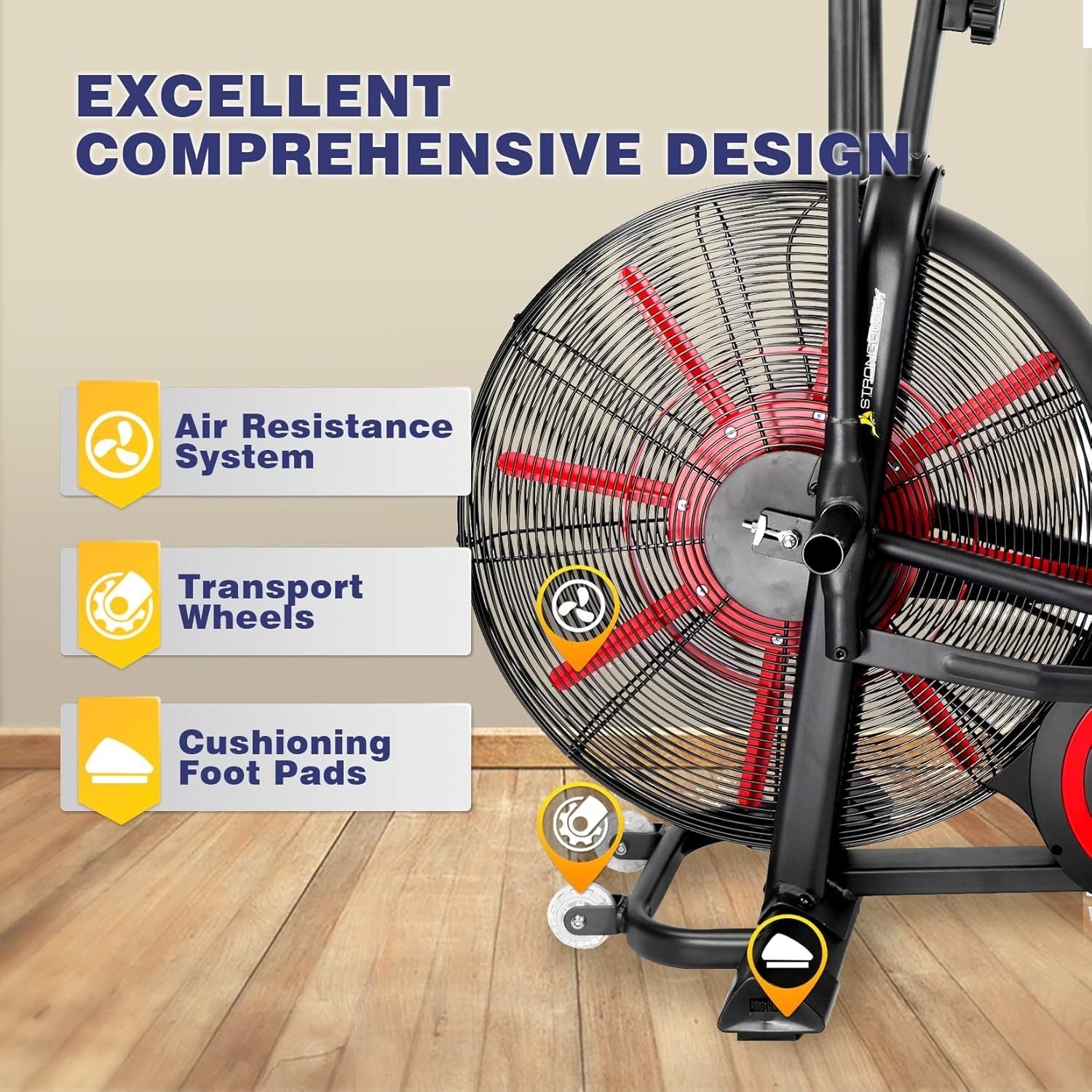 Titanium Air & Magnetic Assault Bike 15-Level Resistance LCD Full Body Trainer