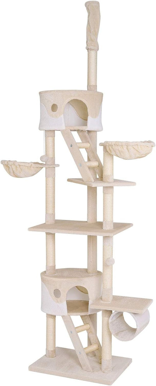 Floor to Ceiling Cat Tree 240–260cm Adjustable Scratching Tower Climber