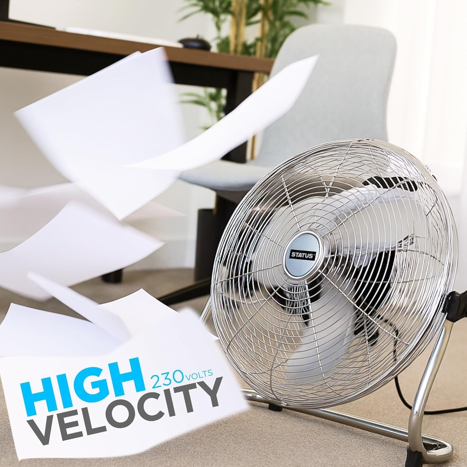18 Inch Floor Fan Chrome 3-Speed High Velocity Adjustable Angle Cooling Portable