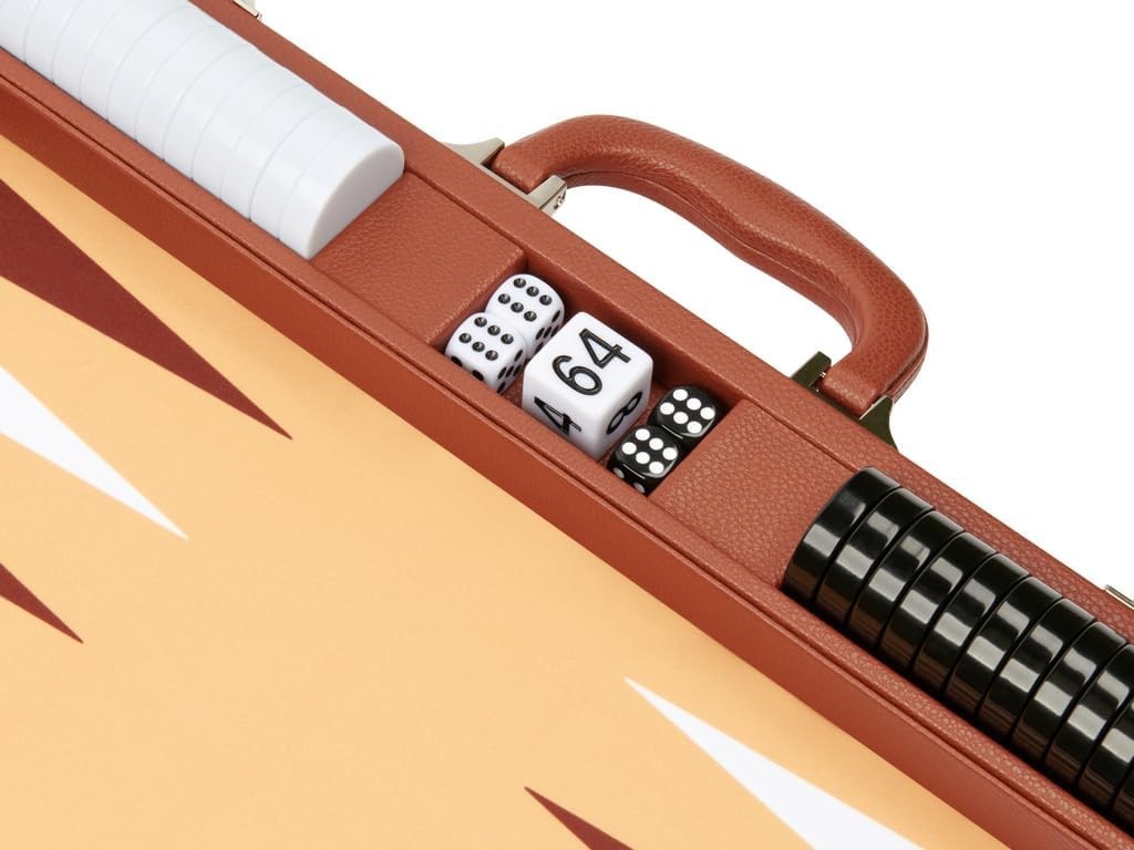 19 Inch Premium Backgammon Set Leatherette Folding Board Luxury Adult Game