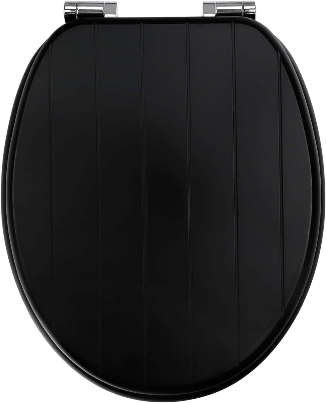 Black Wooden Toilet Seat MDF Soft Close Adjustable Hinges 43.5x37.5cm