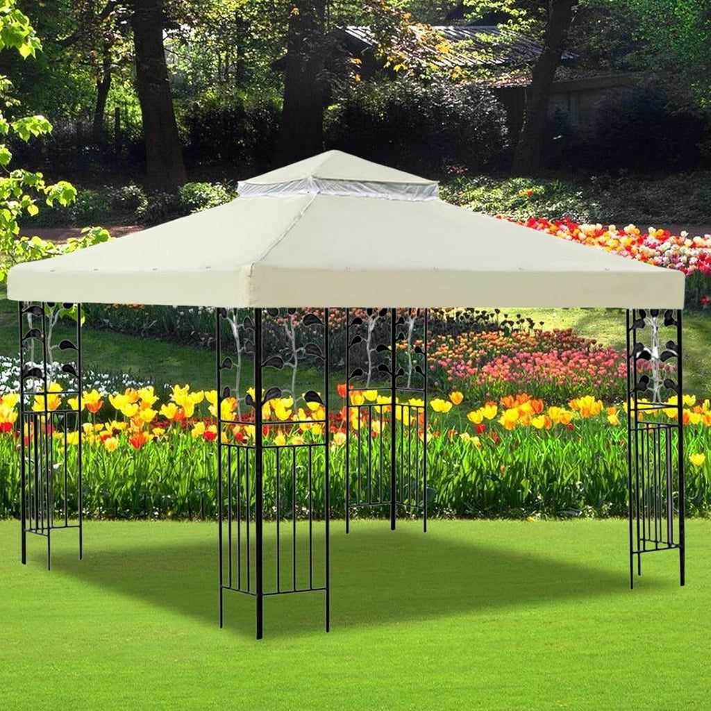10x10Ft Double Layer Gazebo Canopy Waterproof Outdoor Patio Cover