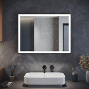 LED Bathroom Mirror 80x60cm Anti-Fog Wall Mounted Black Frame Light Touch