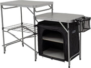 Camping Kitchen Worktop Table Foldable Aluminium Outdoor Stand with Cupboard