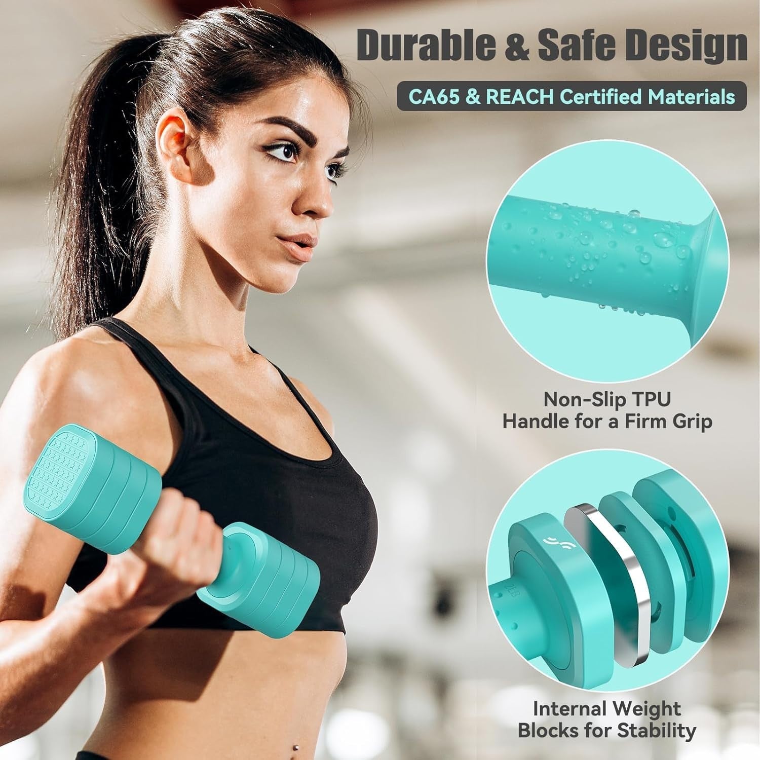 Adjustable Dumbbell Set for Women 2–5lb Pair Non-Slip 4-in-1 Home Gym