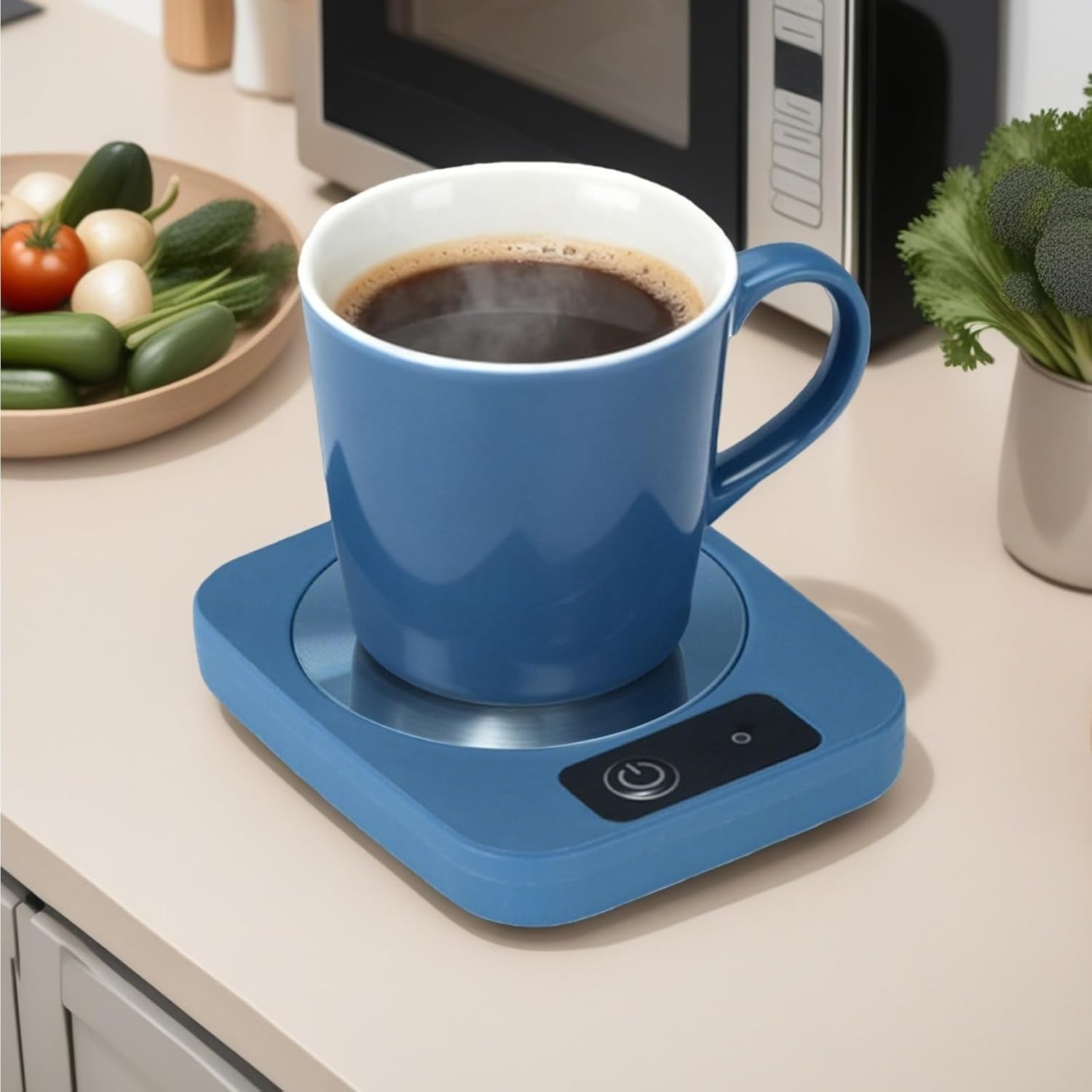 Blue USB Coffee Mug Warmer 45°C Desk Cup Heater Plate