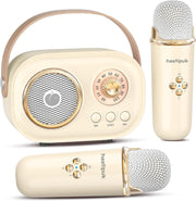 Mini Karaoke Machine Portable Bluetooth Speaker 2 Wireless Mics Kids Teens