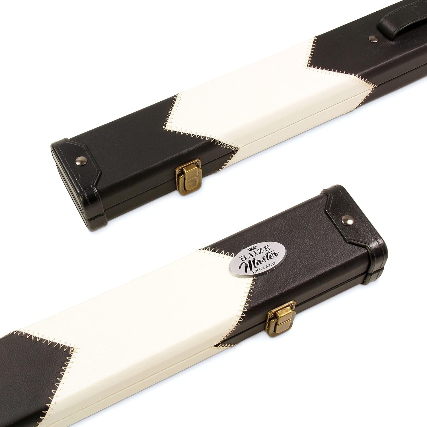 White Hard Cue Case for Snooker Pool 2 Piece Centre Joint Deluxe