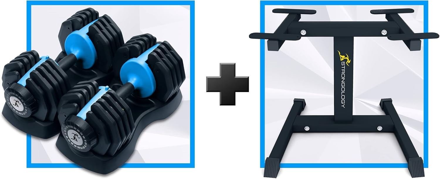 Adjustable Dumbbell Stand with 2 Smart Dumbbells 2.5–25KG Space-Saving Rack