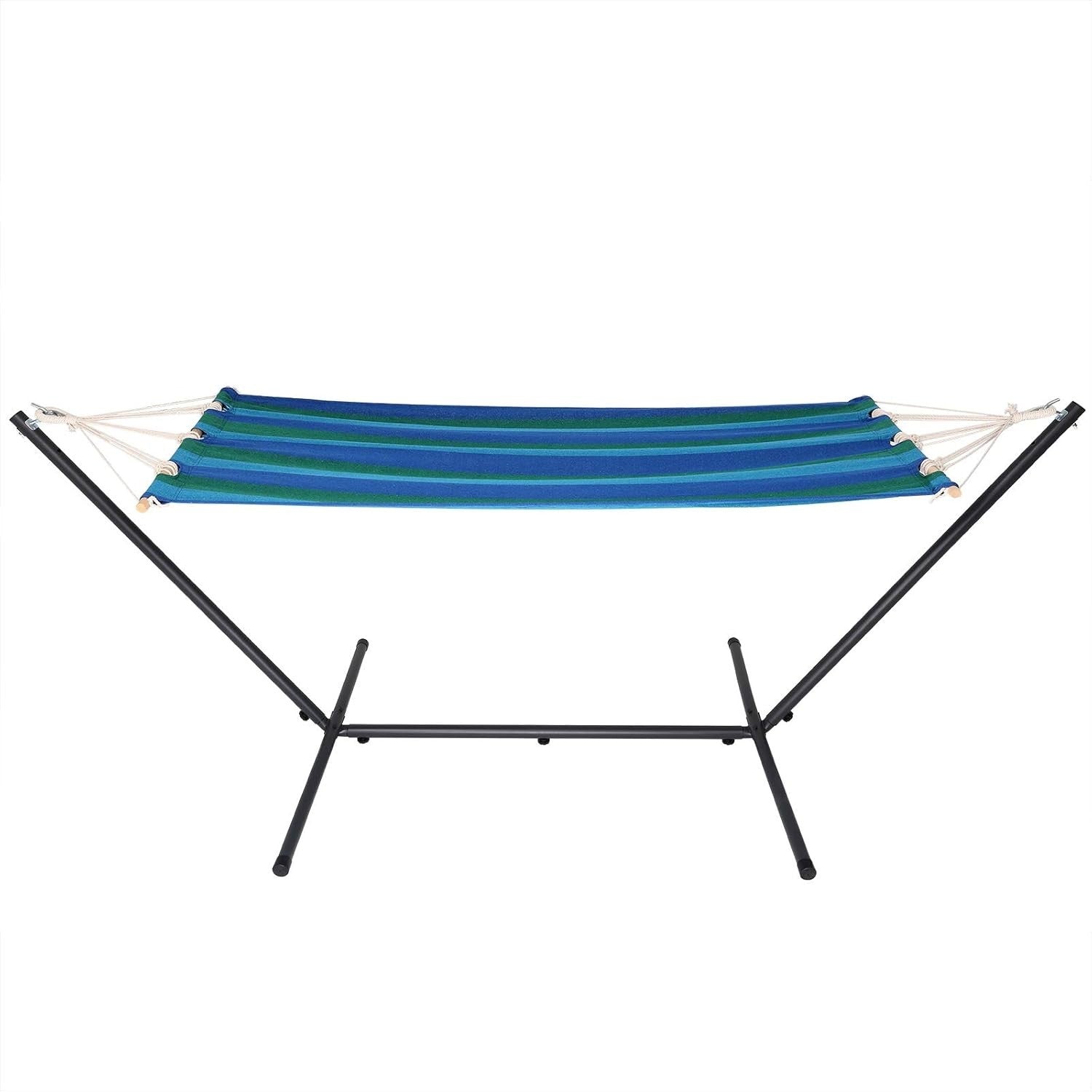 Blue Hammock with Metal Stand | 100kg Capacity | 200x80cm Outdoor Garden Bed