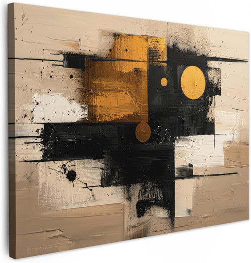 Beige Gold Abstract Canvas Wall Art 40x30cm Framed Modern