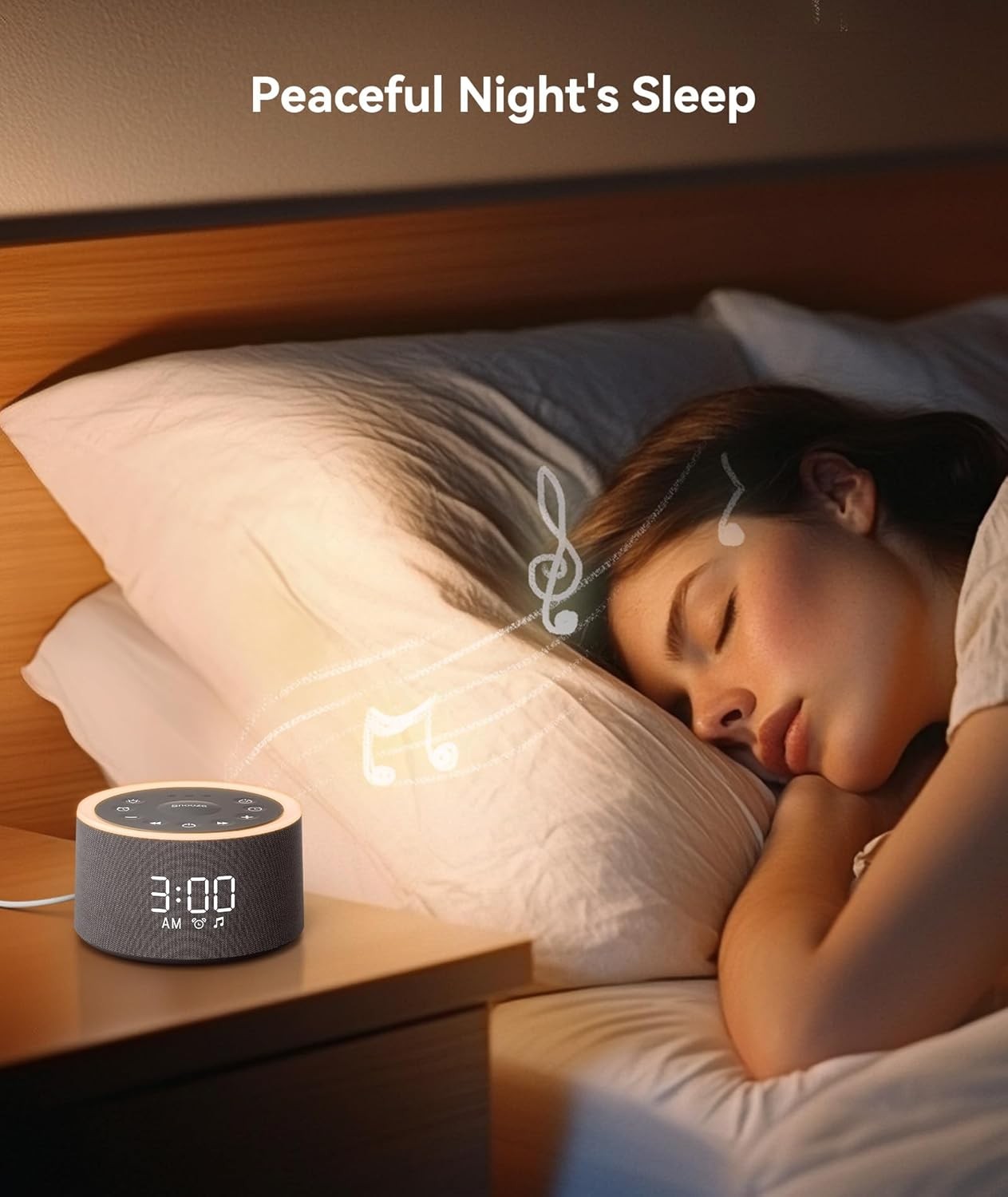 White Noise Machine Alarm Clock Night Light 29 Sounds Dimmable Display
