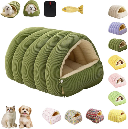 Winter Cat Cave Bed Cozy Pet Tent w Washable Cushion Non Slip L