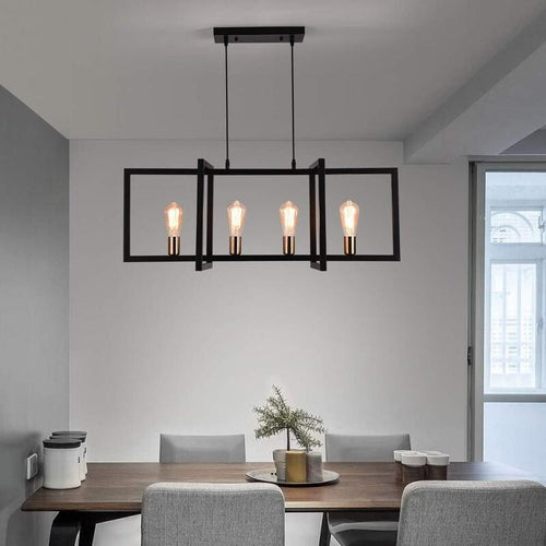 Industrial 4-Light Kitchen Island Chandelier E27 Matte Black Pendant Fixture