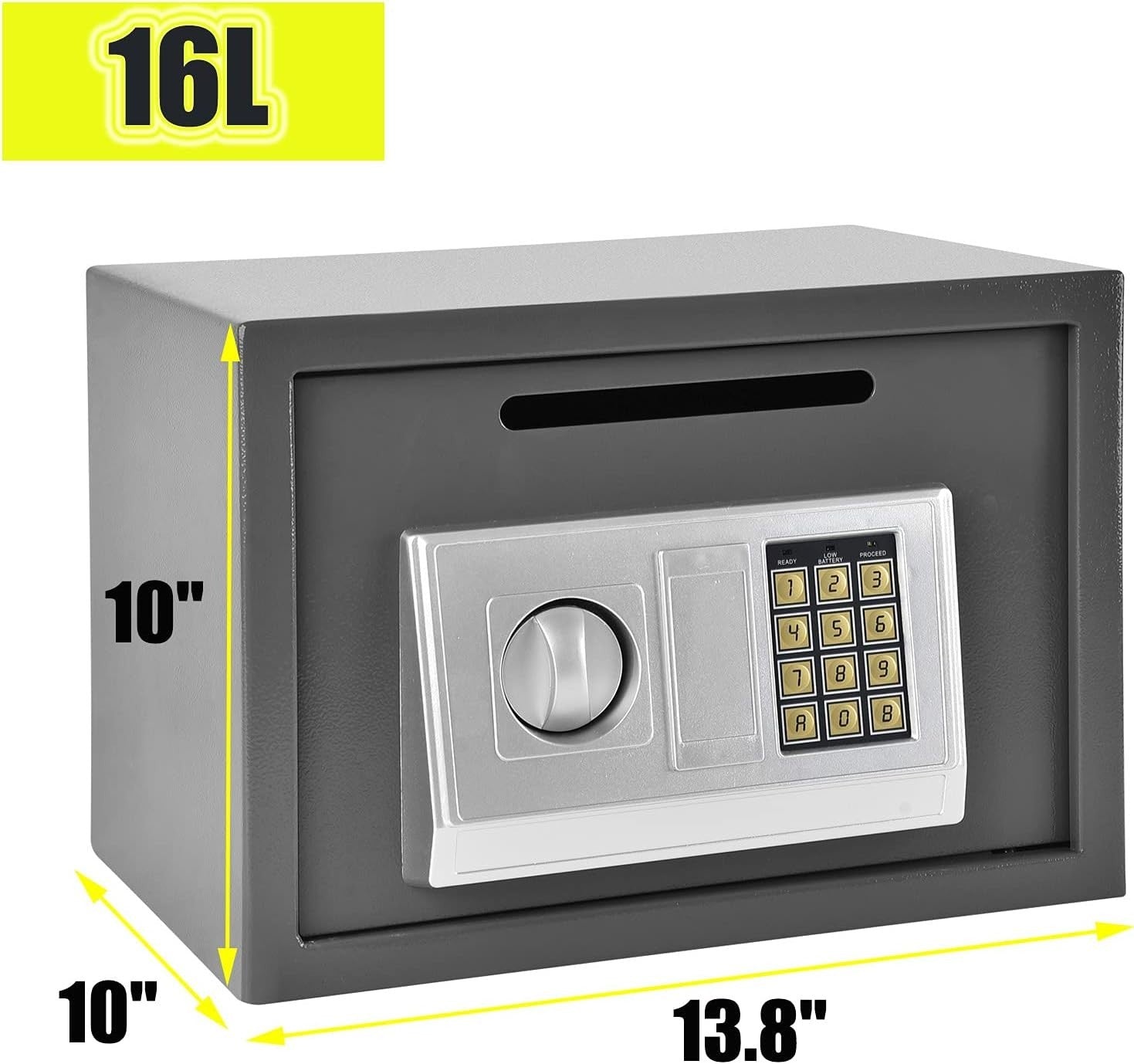 16L Digital Safe Box Electronic Keypad Cash Security Wall Mount