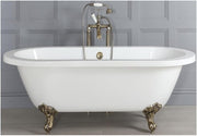 White Freestanding Double Ended Roll Top Bath 1780x825mm Gold Claw Feet