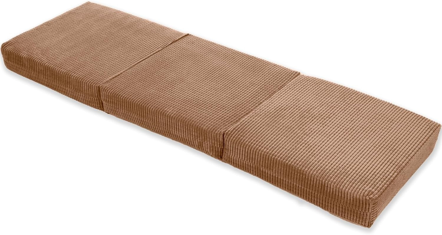 Z Bed Chair Futon Mattress Mocha Fold Out Single Sofa Bed Footstool Seat