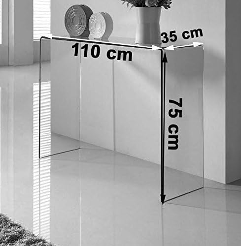 Clear Glass Console Table 110x35x75cm | Durable, Stylish Hallway Storage