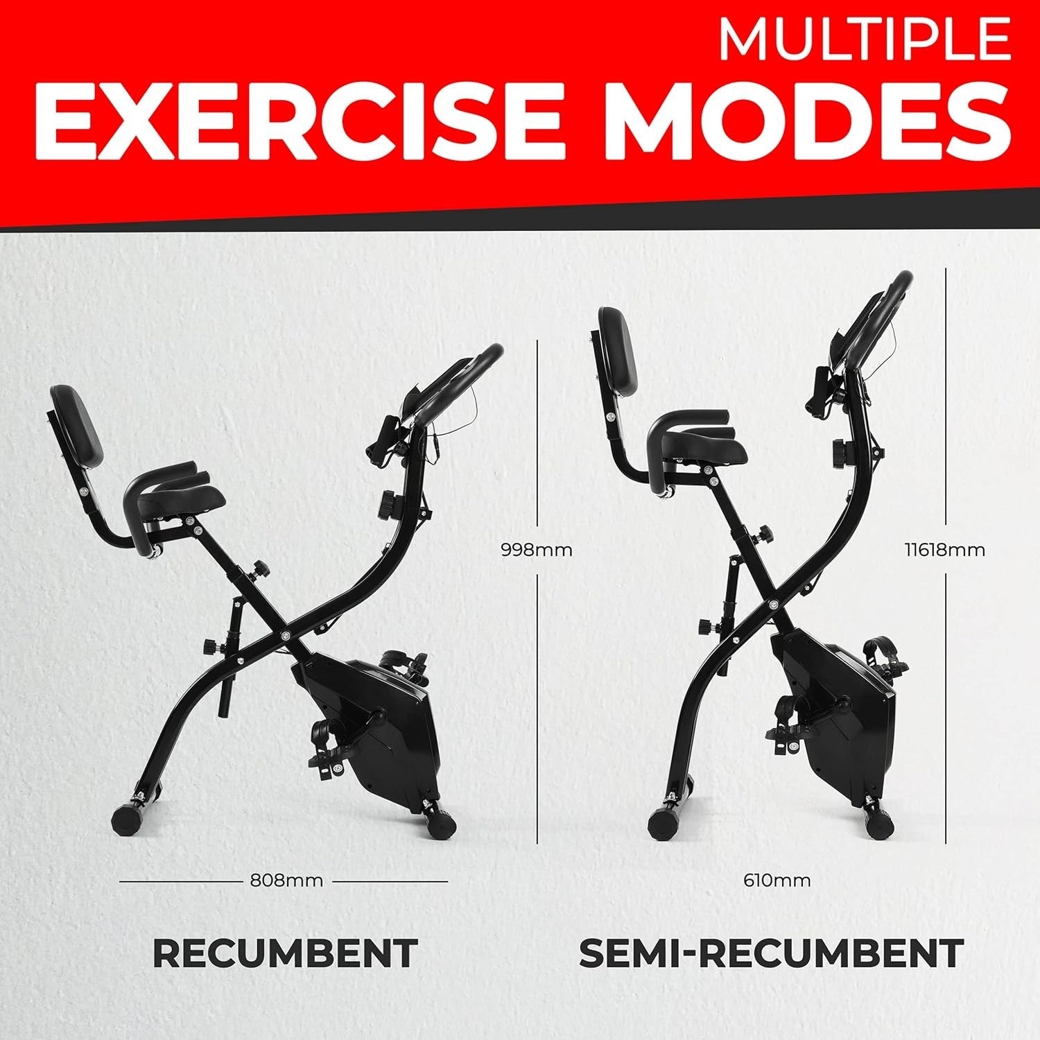 3-in-1 Folding Exercise Bike w/ Magnetic Resistance, LCD Display & App Support
