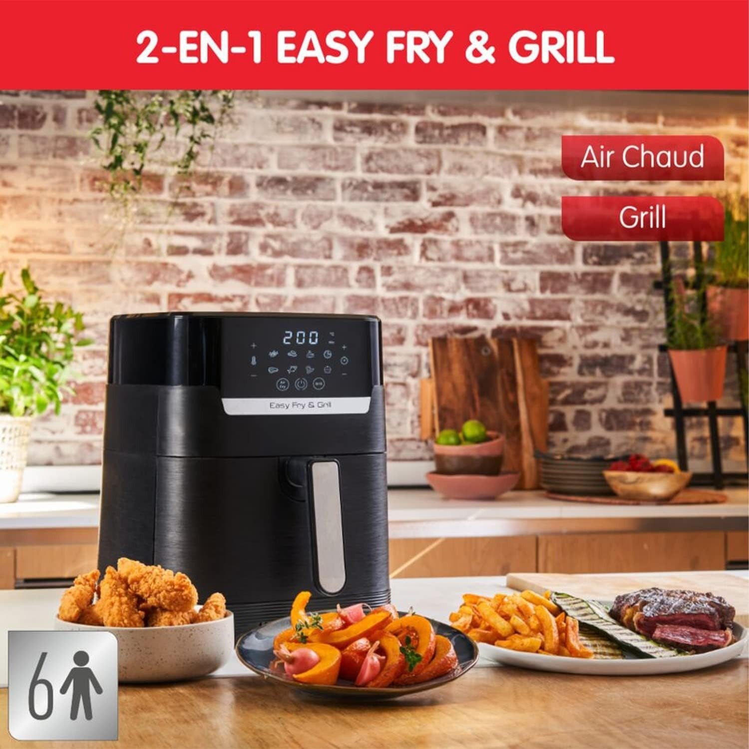 XL Air Fryer Grill 2 in 1 4.2L Digital 8 Programs Oil Free