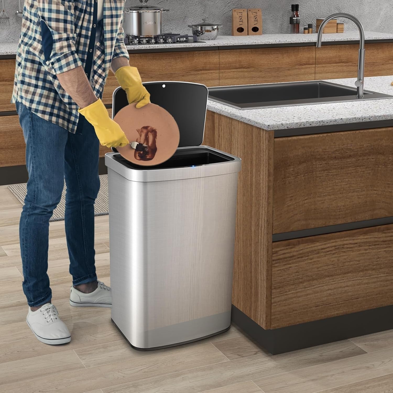 50L Automatic Sensor Kitchen Bin Stainless Steel Touchless
