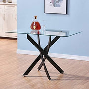Modern Glass Dining Table 120cm Rectangle Black Chrome Legs 4-6 Seater
