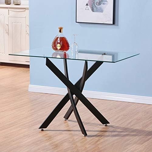 Modern Glass Dining Table 120cm Rectangle Black Chrome Legs 4-6 Seater