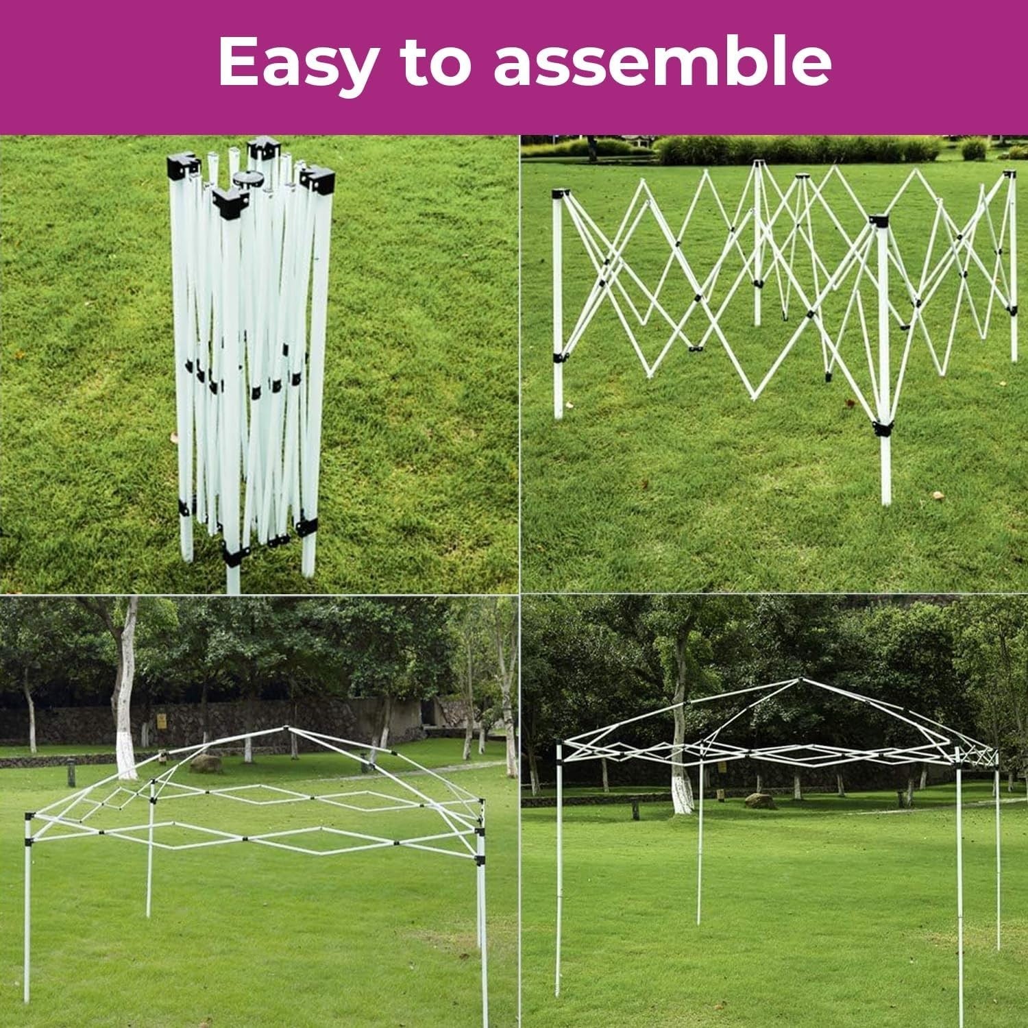 3x3M White Pop Up Gazebo Waterproof Garden Party Tent With Sides & Carry Bag