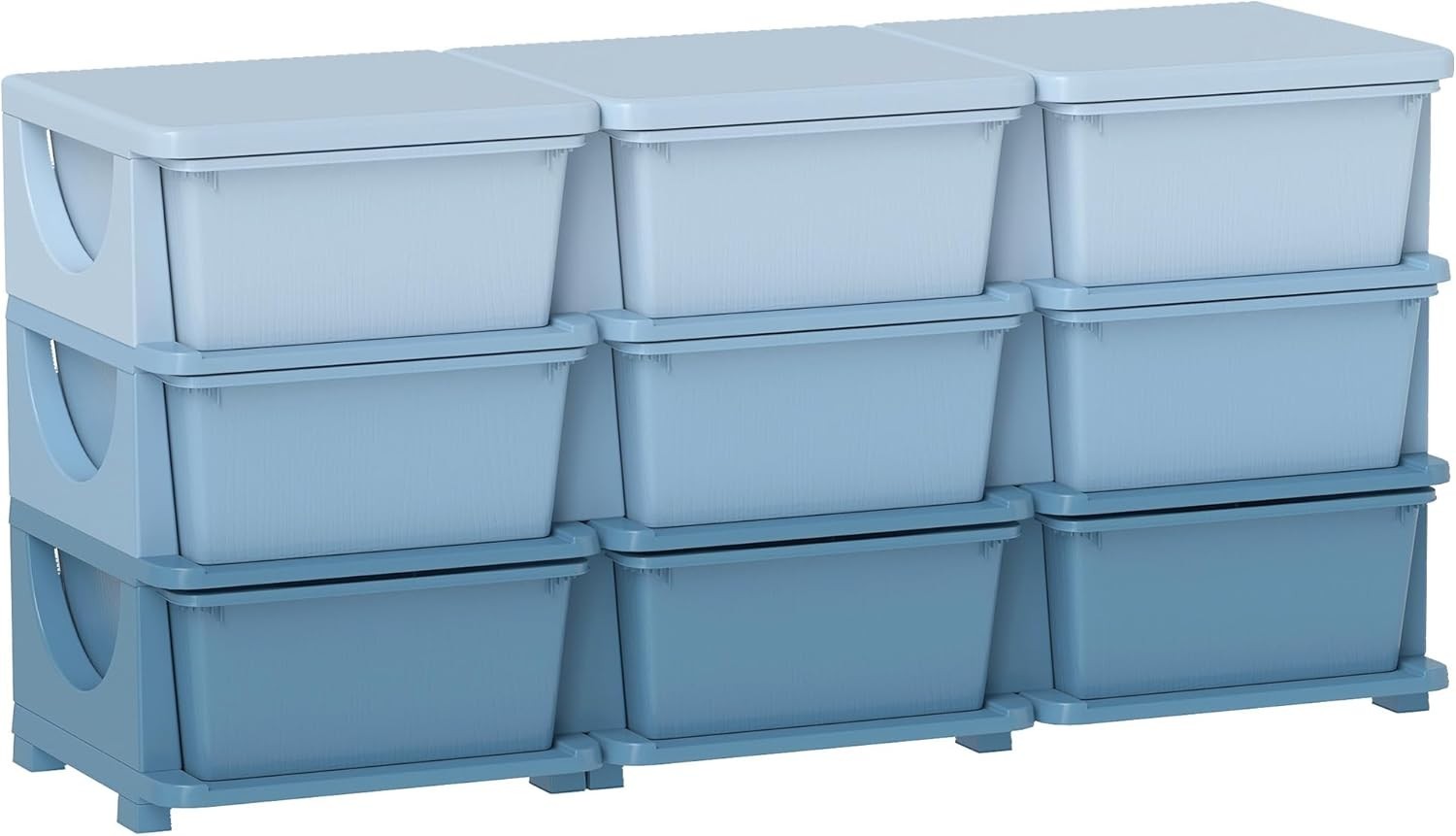Kids 9-Drawer Storage Unit Toy Organizer Chest with Safe Rounded Corners Blue