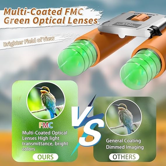 8x21 Kids Waterproof Compact Binoculars Mini Travel Bird Watching – Orange