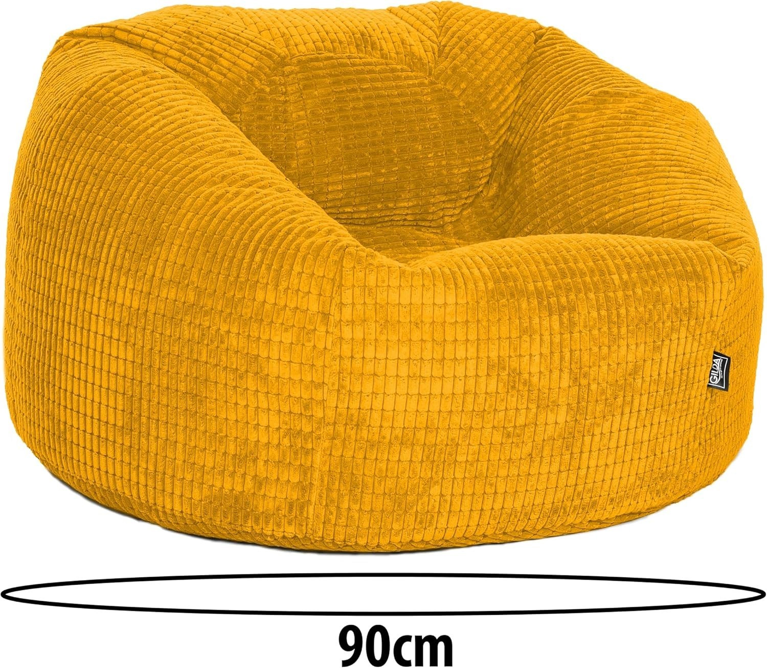 Giant Corduroy Bean Bag Chair Mustard Soft Adult Seat Lounge Sofa UK
