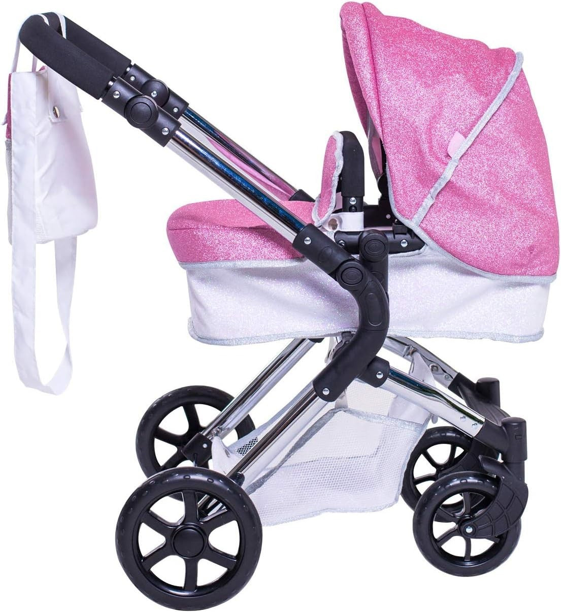 2in1 Pink Doll Pram Pushchair Carrycot Foldable Fits 42cm Dolls