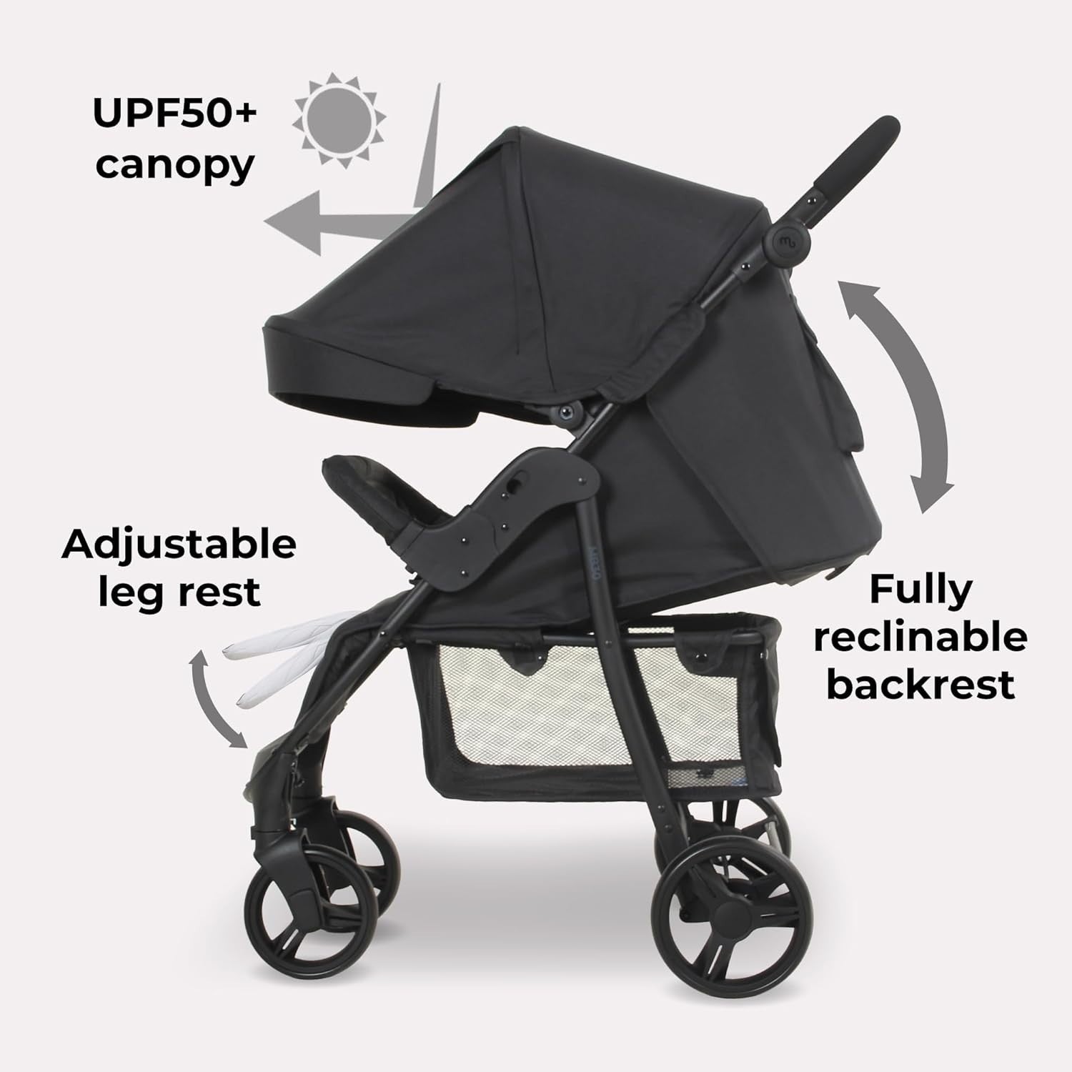 Compact Baby Pushchair Easy Fold Stroller from Birth to 4 Years 22kg Black