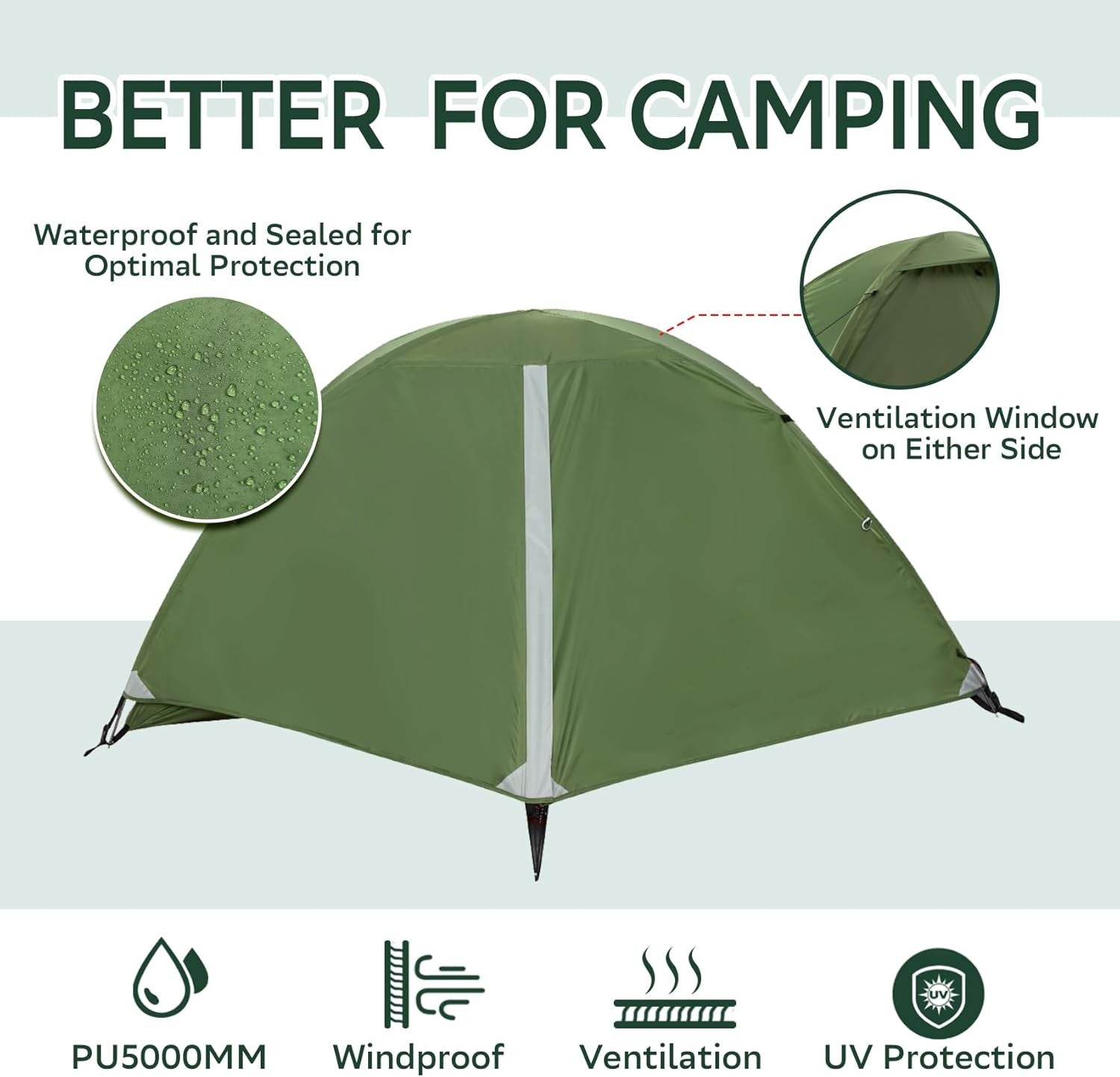 4 Man Camping Tent Lightweight Waterproof Dome 3 Season Hiking