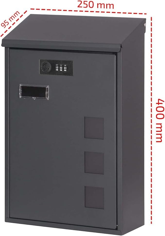 Waterproof Wall Mounted Letterbox | Lockable Steel Post Box for Front Door Use