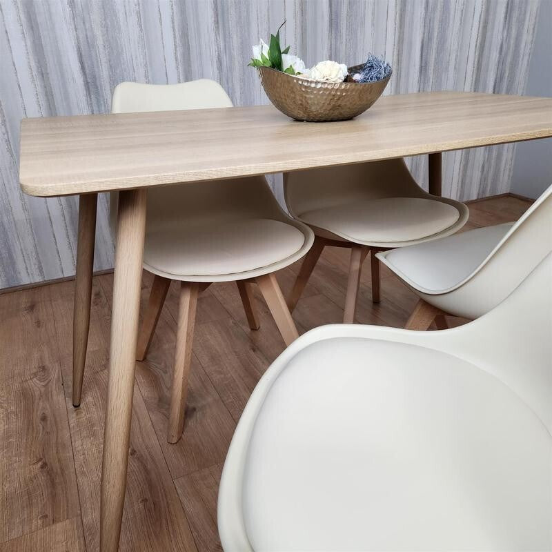 Modern Dining Table Set with 4 Chairs Wood Legs Kitchen Room Cafe
