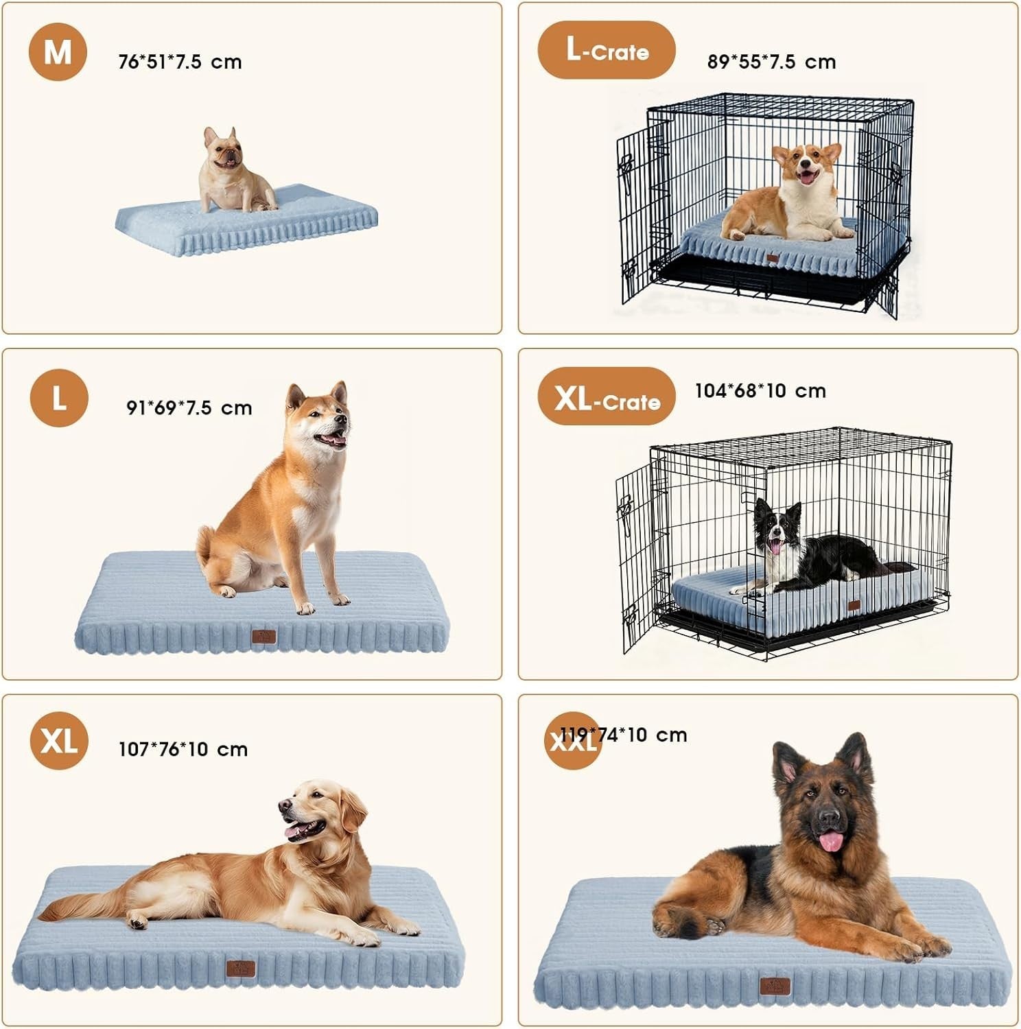 XL Orthopedic Dog Bed 107x76cm Waterproof Washable Blue