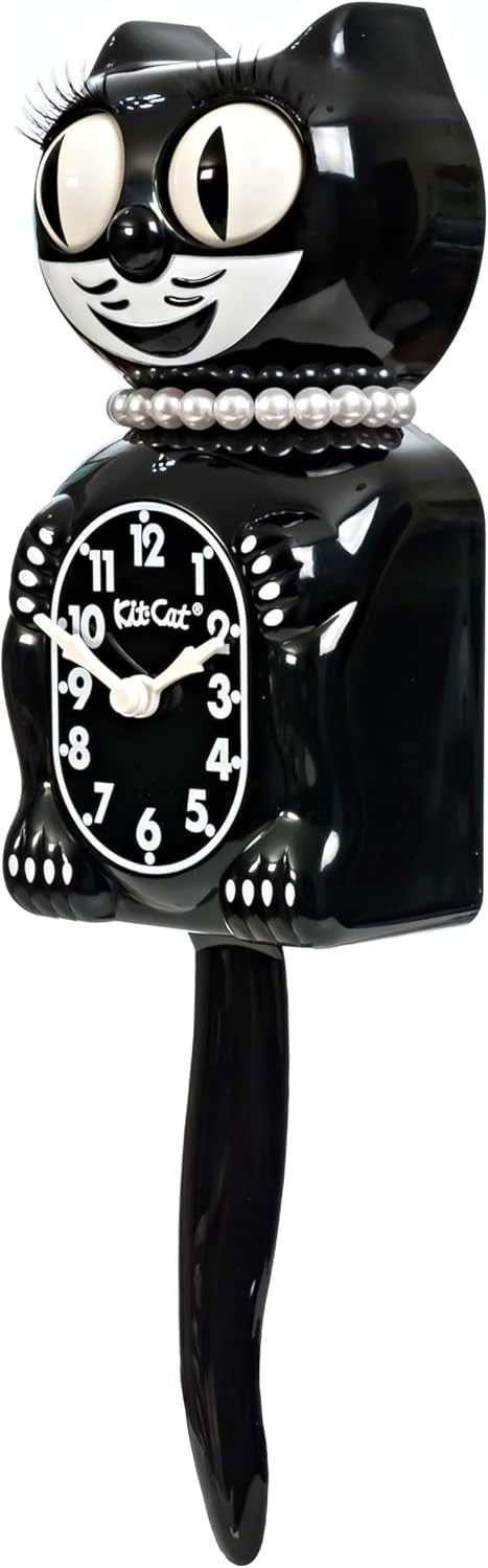 Black Cat Wall Clock Retro 15” Silent Eyes Moving Battery Operated Gift